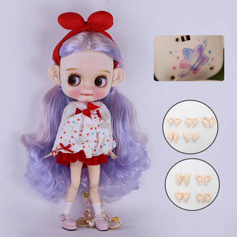 Ooak Cute Buns Baby ICY DBS Blyth Doll Carved Lips Matte Face 1/6 BJD Azone S Anime Girl