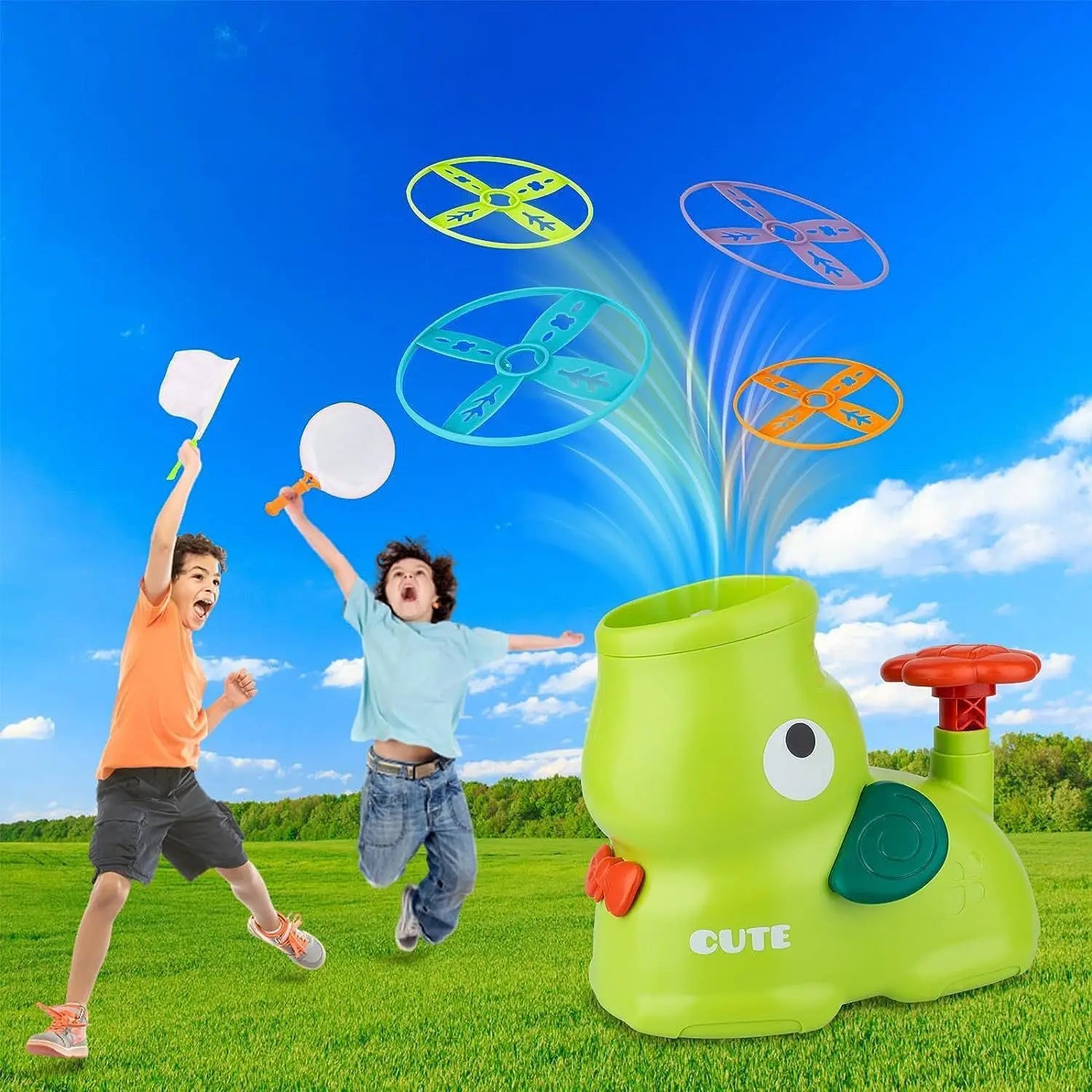Flying Disc Air Rocket Launcher Saucer Outdoor Soaring Propeller Garden Game Novel Children
