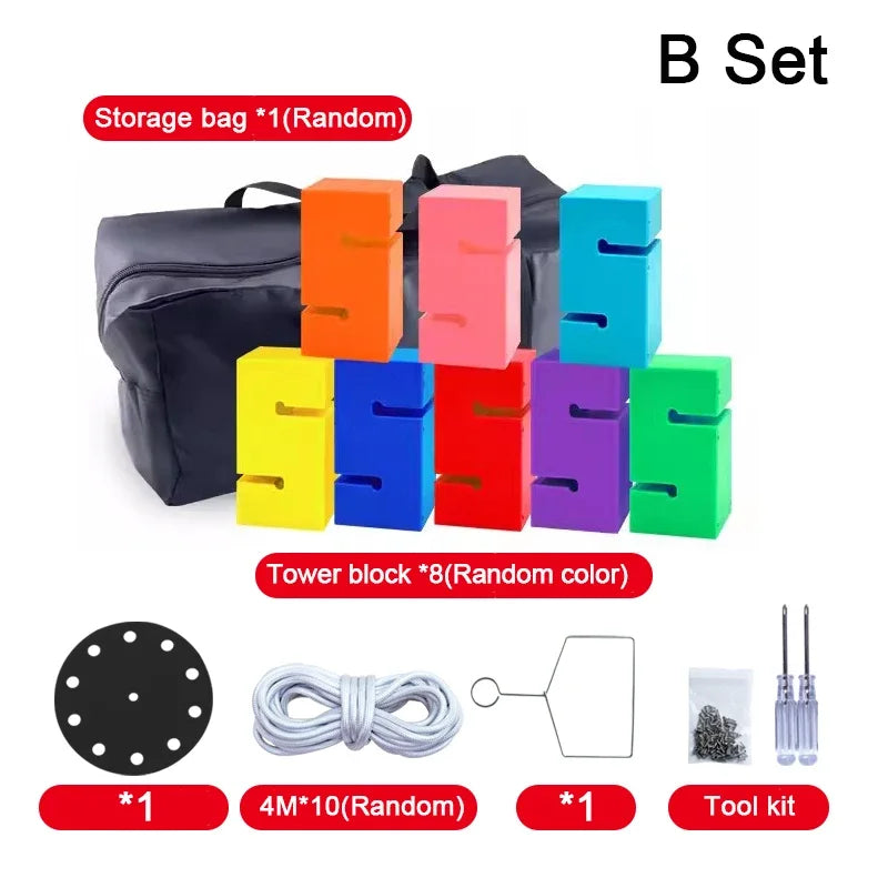 Outdoor Games Kids Toys Boys Girls Sensory System Training Adult Build Tower Block Together Team Building