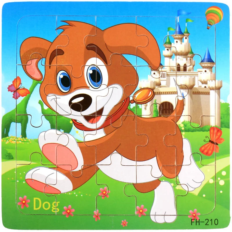 New 20 Piece Wooden 3d Puzzle Cartoon Animal Vehicle Jigsaw Puzzle Montessori Educational Toys