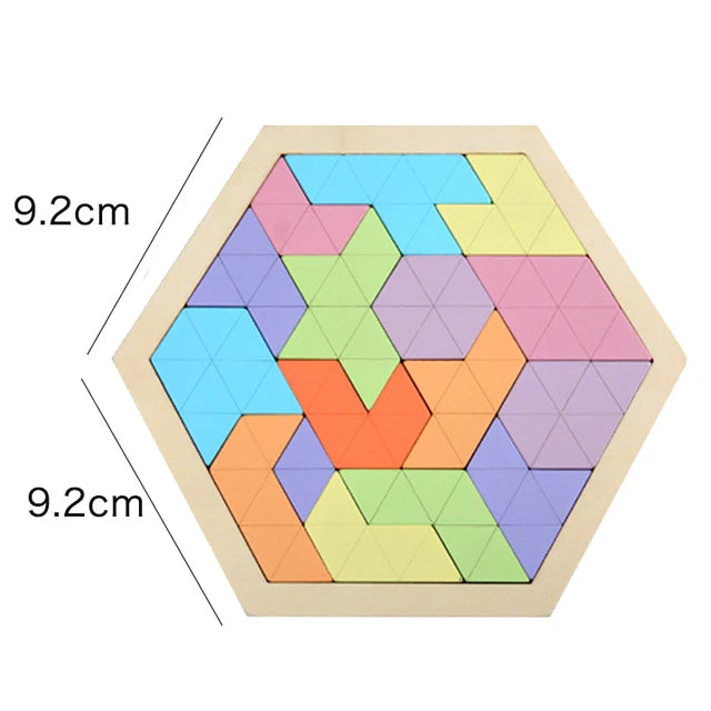Montessori Wooden Toys 3D Jigsaw Puzzle Tangram Math Toys Baby Hand Grasp Board Shape