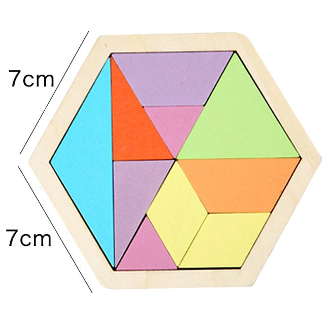 Montessori Wooden Toys 3D Jigsaw Puzzle Tangram Math Toys Baby Hand Grasp Board Shape