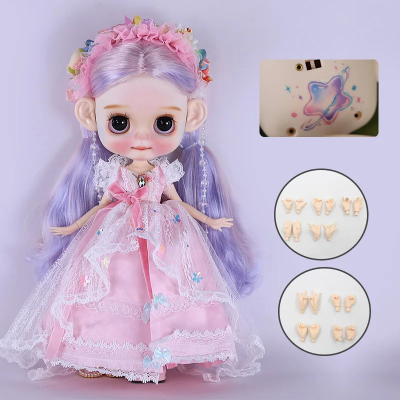 Ooak Cute Buns Baby ICY DBS Blyth Doll Carved Lips Matte Face 1/6 BJD Azone S Anime Girl