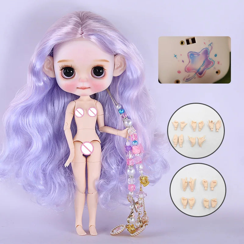 Ooak Cute Buns Baby ICY DBS Blyth Doll Carved Lips Matte Face 1/6 BJD Azone S Anime Girl