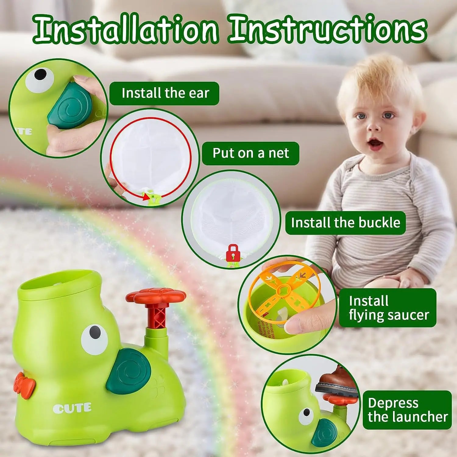 Flying Disc Air Rocket Launcher Saucer Outdoor Soaring Propeller Garden Game Novel Children