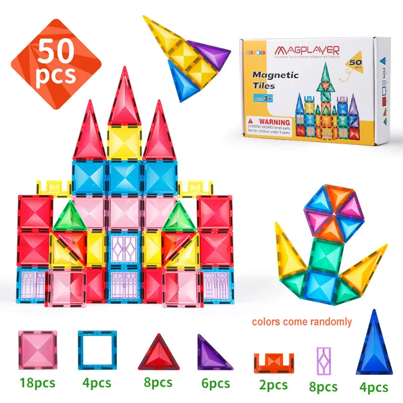 Magplayer Magnetic Building Blocks Construction Strong Magnet Tiles Children Montessori