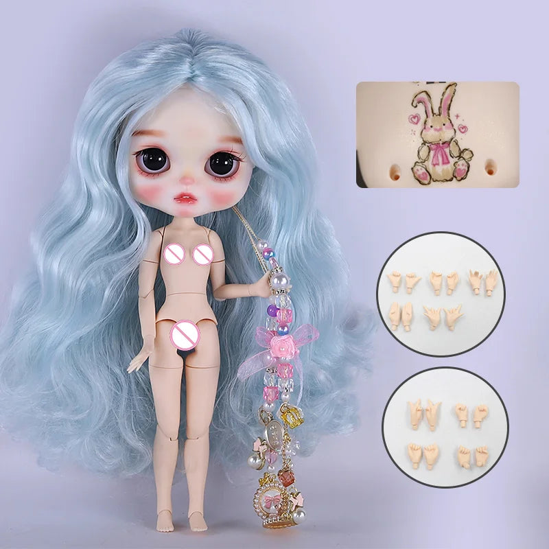 Ooak Cute Buns Baby ICY DBS Blyth Doll Carved Lips Matte Face 1/6 BJD Azone S Anime Girl