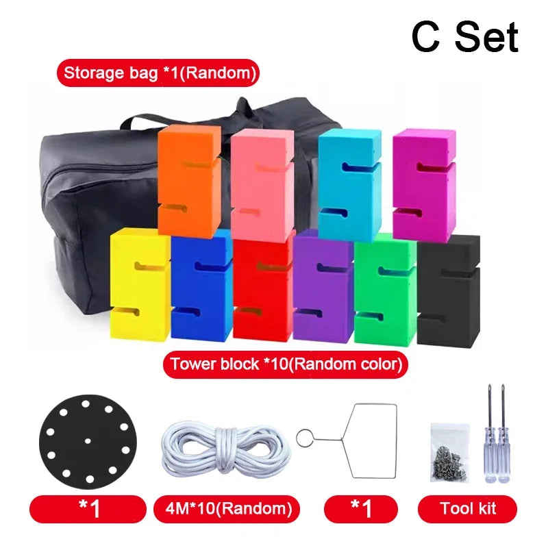 Outdoor Games Kids Toys Boys Girls Sensory System Training Adult Build Tower Block Together Team Building