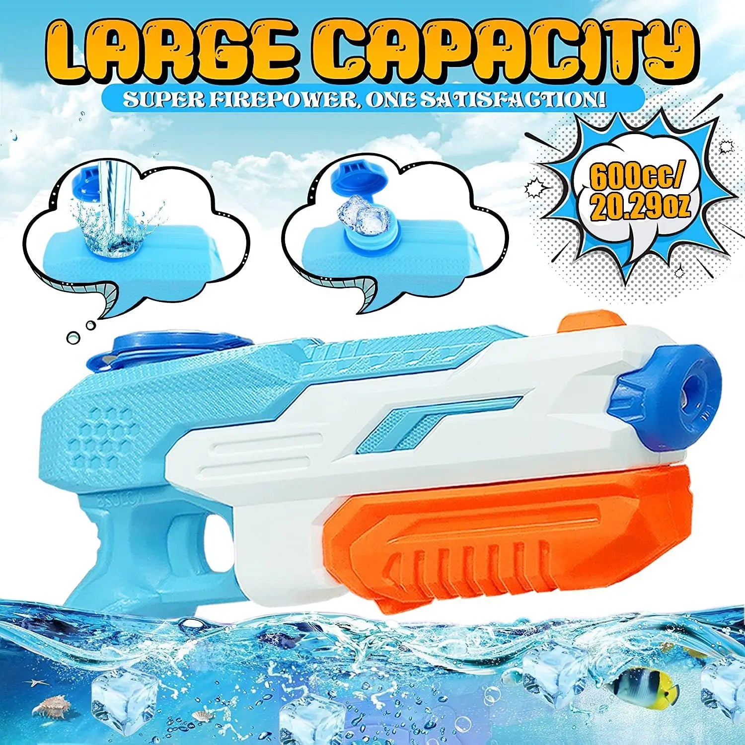 Water Guns Summer Soaker Squirt Guns 600CC for kids Boys Girls Adults Outdoor Toy for Swimming Pool