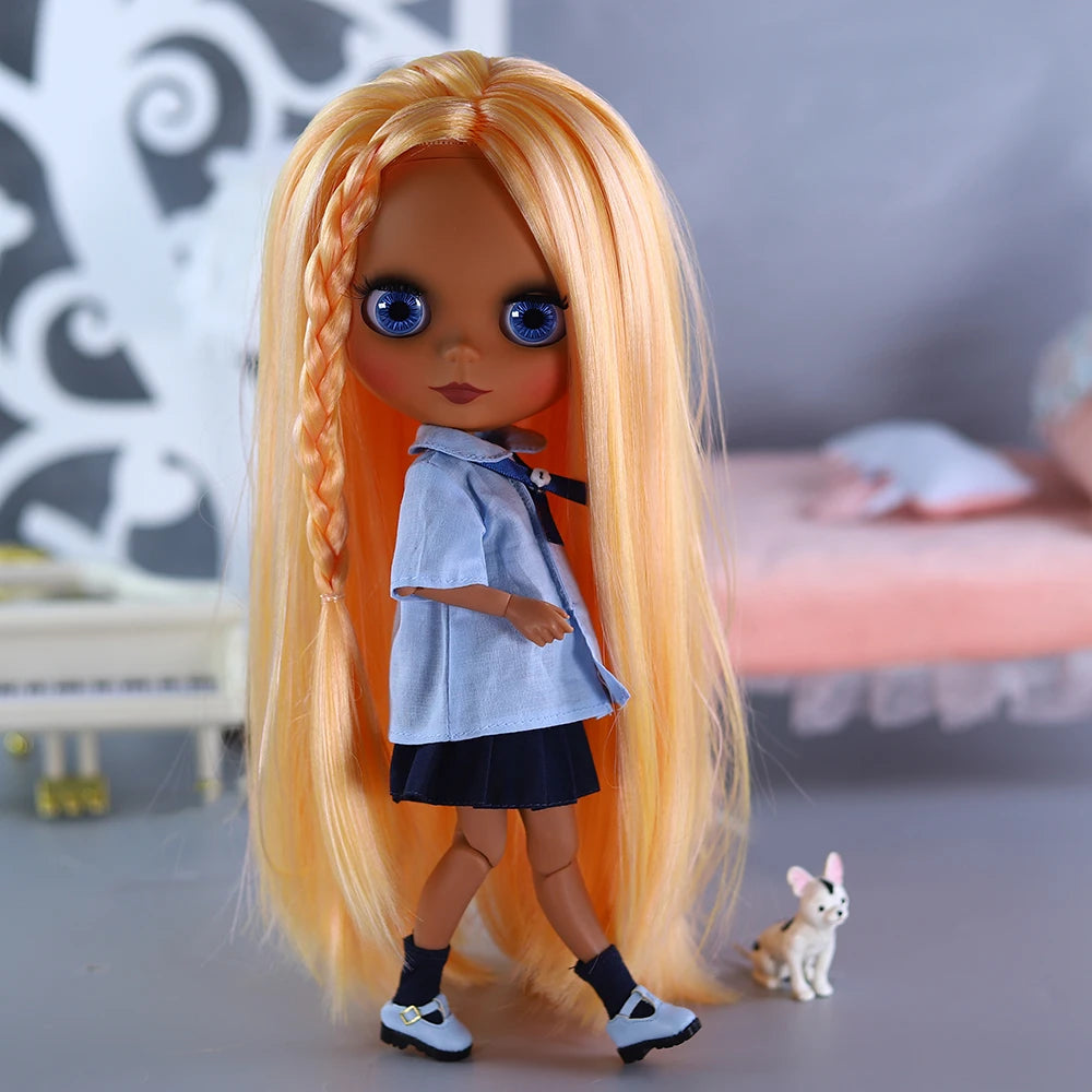 ICY DBS Blyth 1/6 Doll 30cm Black Skin Matte Face BJD Doll Full Set SD