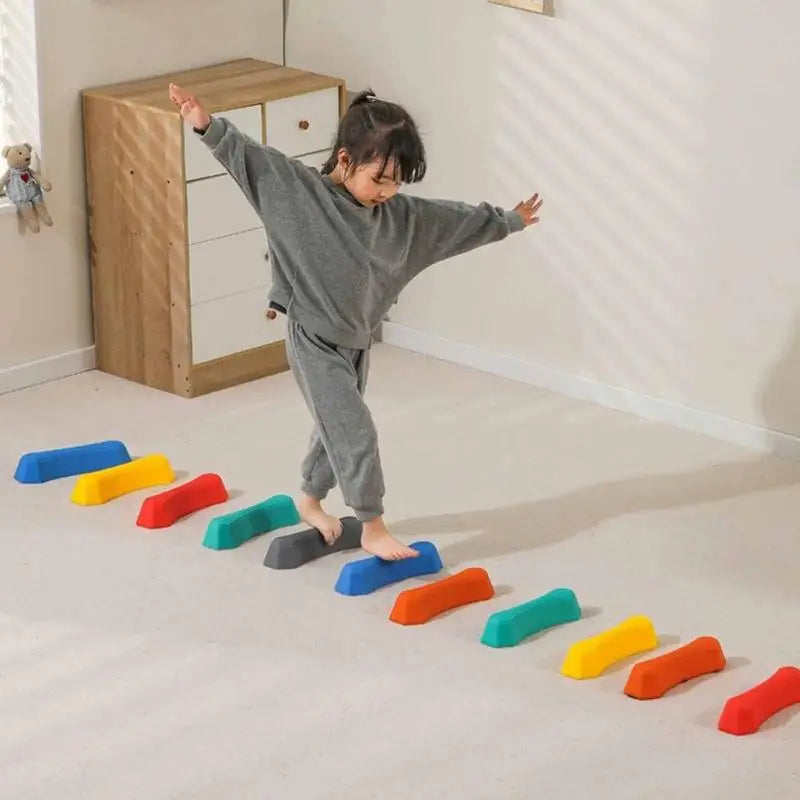 Stepping Stones For Kids Rainbow Non-slip Textured Sensory Stepping Stones For Kids 6PCS Portable