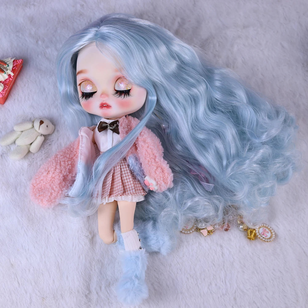 Ooak Cute Buns Baby ICY DBS Blyth Doll Carved Lips Matte Face 1/6 BJD Azone S Anime Girl