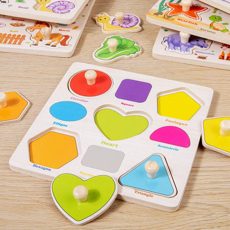 Montessori Baby Toys Wooden 3d Puzzle Cartoon Animal Intelligence Jigsaw Puzzle Early