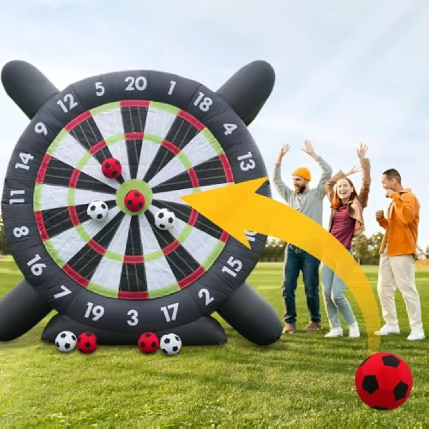 10ft Adult Inflatable Football Dart Board/Giant Football Game with 8 Football Blowers for Camping