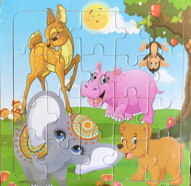 New 20 Piece Wooden 3d Puzzle Cartoon Animal Vehicle Jigsaw Puzzle Montessori Educational Toys