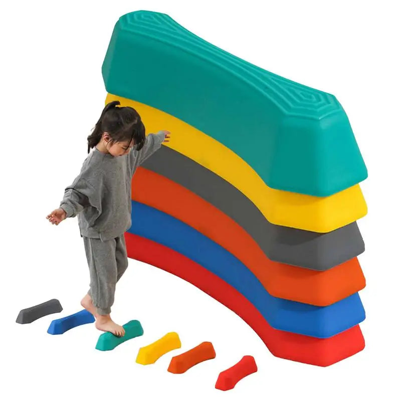 Stepping Stones For Kids Rainbow Non-slip Textured Sensory Stepping Stones For Kids 6PCS Portable