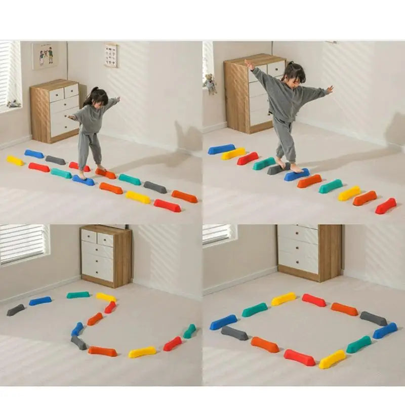 Stepping Stones For Kids Rainbow Non-slip Textured Sensory Stepping Stones For Kids 6PCS Portable