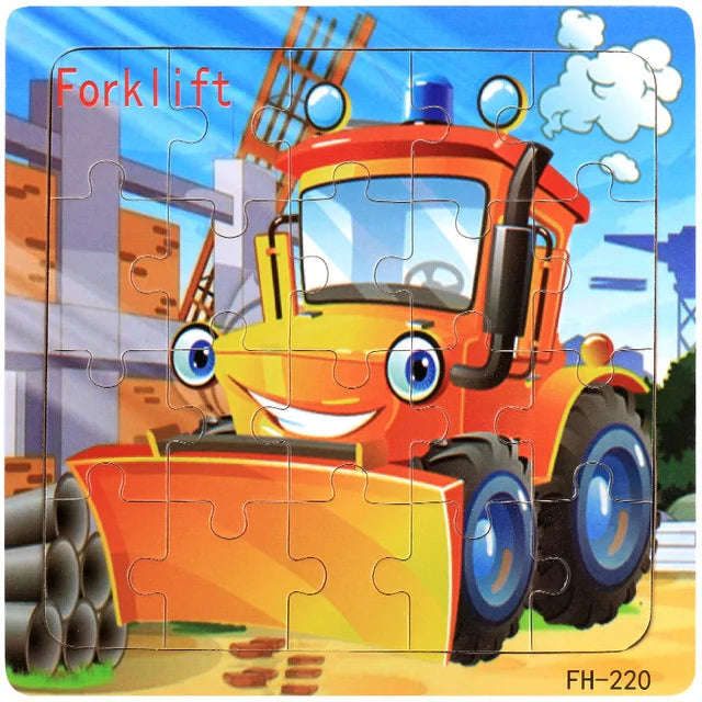 New 20 Piece Wooden 3d Puzzle Cartoon Animal Vehicle Jigsaw Puzzle Montessori Educational Toys