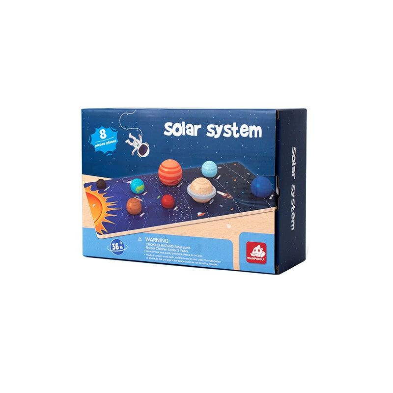 Baby Montessori Wooden Early Education Toys 3D Eight Planets Puzzle Toy Universe Cognition