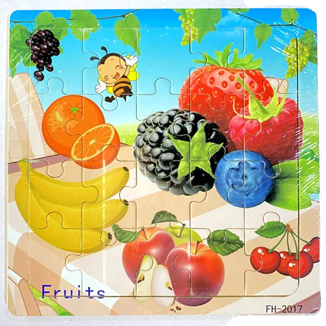 New 20 Piece Wooden 3d Puzzle Cartoon Animal Vehicle Jigsaw Puzzle Montessori Educational Toys