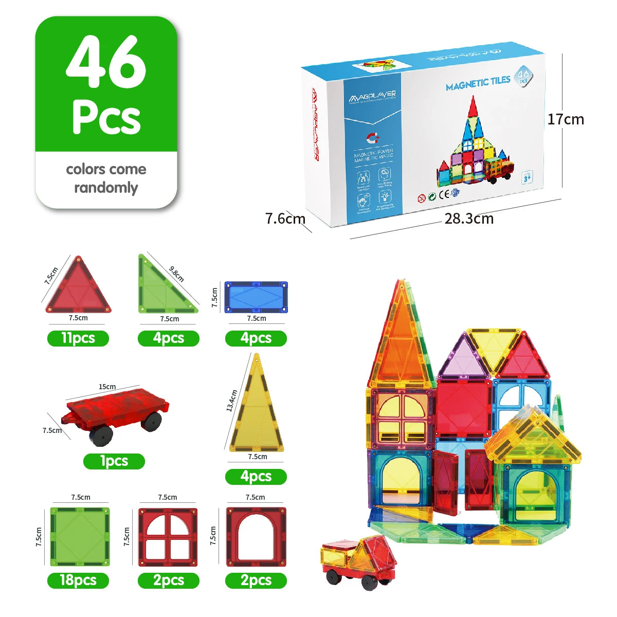 Magplayer Magnetic Building Blocks Construction Strong Magnet Tiles Children Montessori
