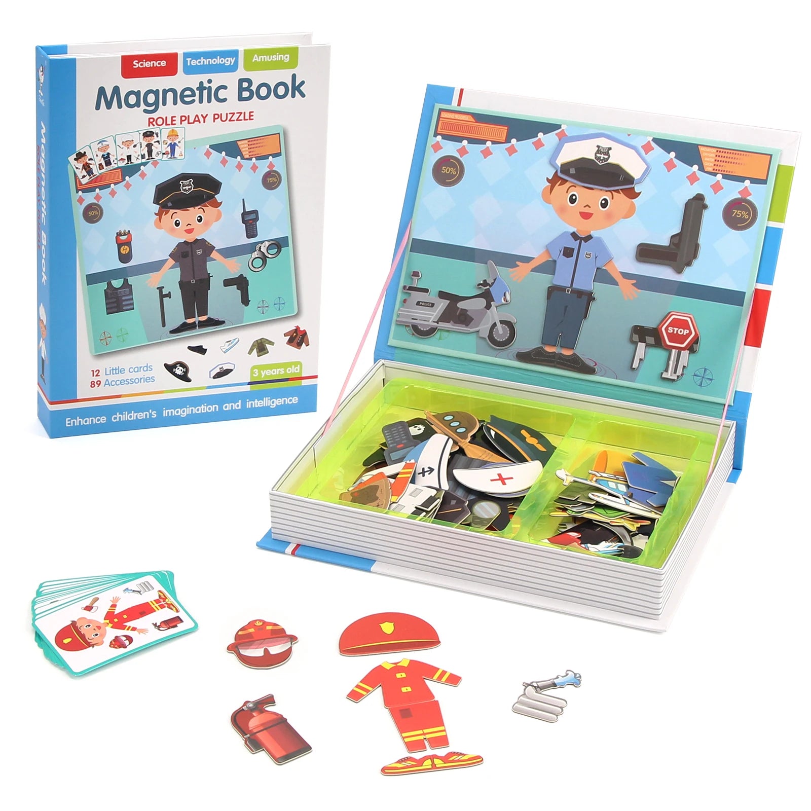 Funny Children's Intelligent Magnetic Book 3D Cartoon Puzzles Jigsaw Brain Training Game Educational