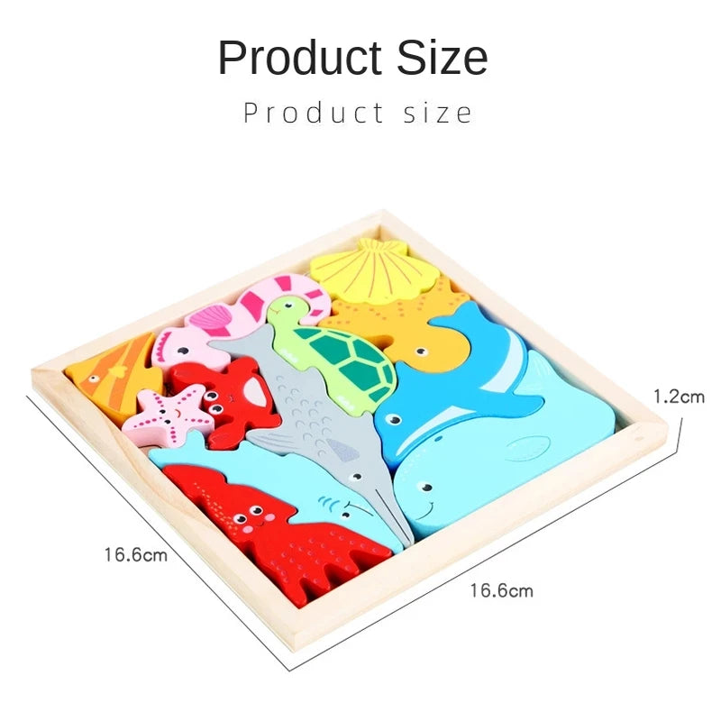 Montessori Wooden Toys 3D Jigsaw Puzzle Tangram Math Toys Baby Hand Grasp Board Shape
