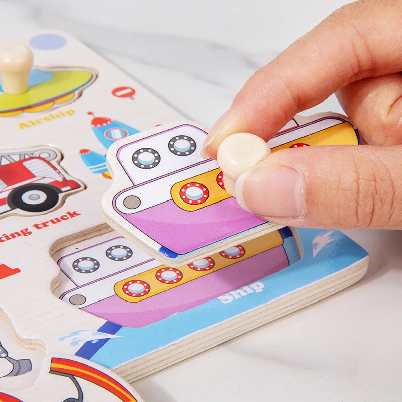 Montessori Baby Toys Wooden 3d Puzzle Cartoon Animal Intelligence Jigsaw Puzzle Early
