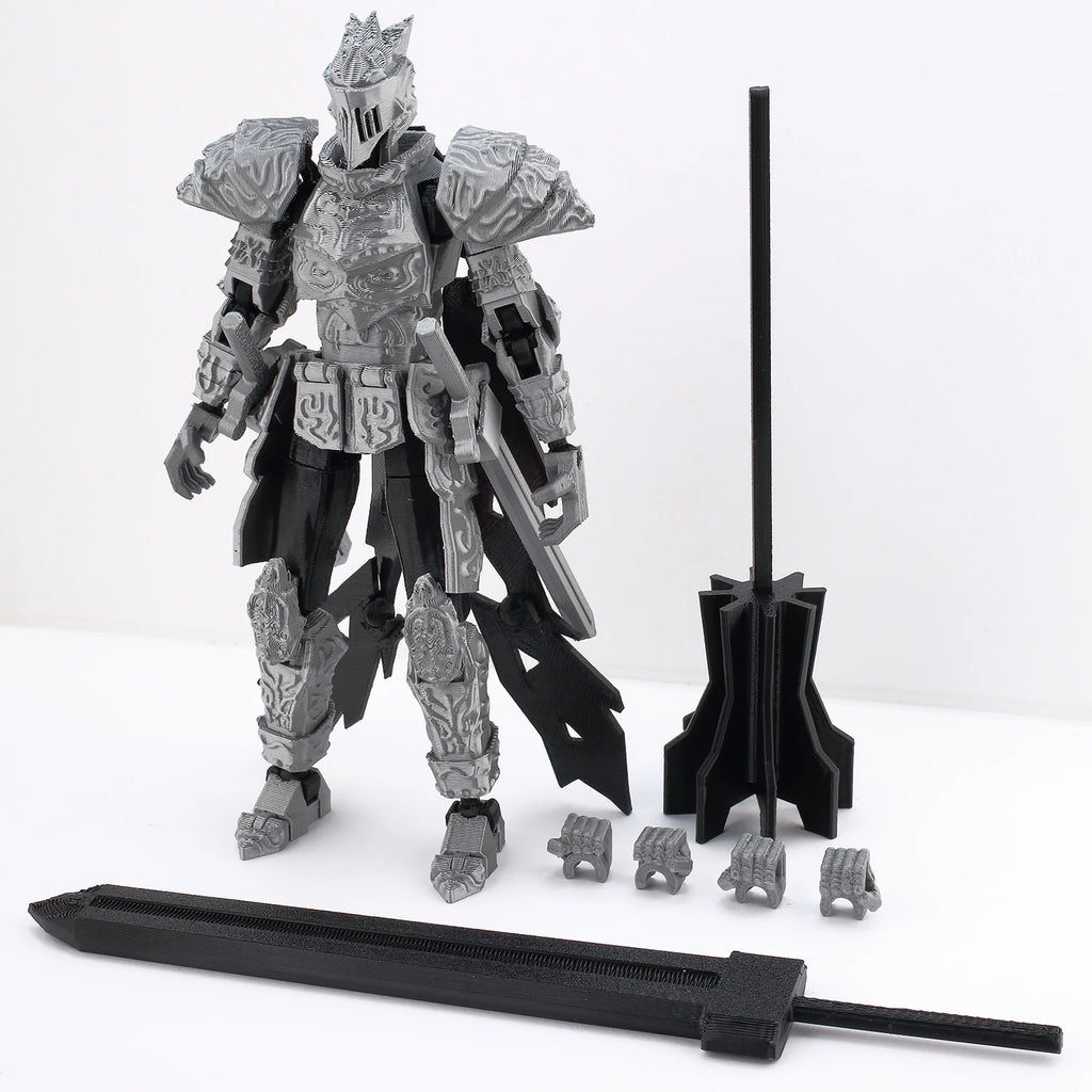 9L3D Lucky13 Silver Armor Knight Action Figure Dummy13 with TripleWeapon T13 Multi-Jointed