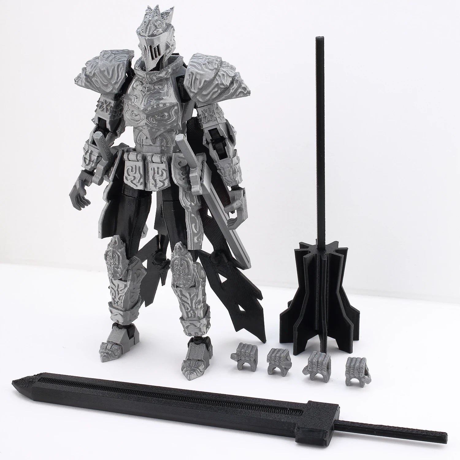9L3D Lucky13 Silver Armor Knight Action Figure Dummy13 with TripleWeapon T13 Multi-Jointed
