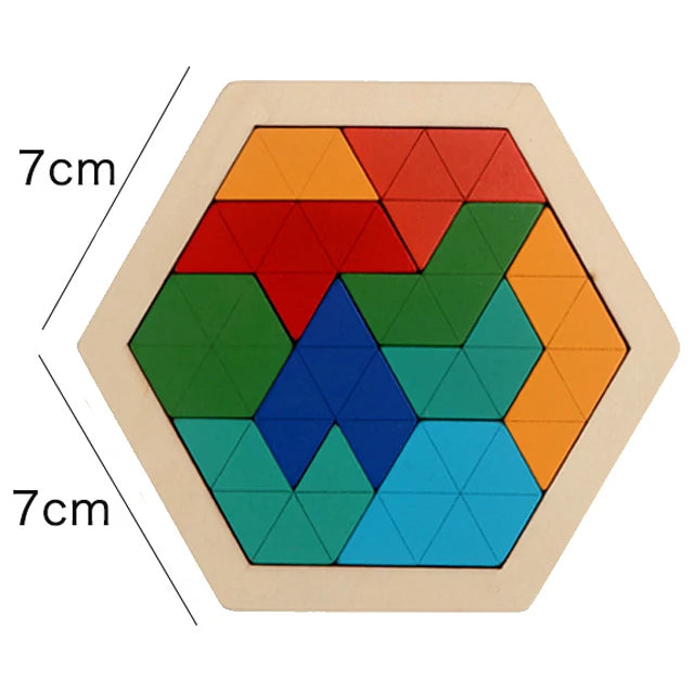 Montessori Wooden Toys 3D Jigsaw Puzzle Tangram Math Toys Baby Hand Grasp Board Shape