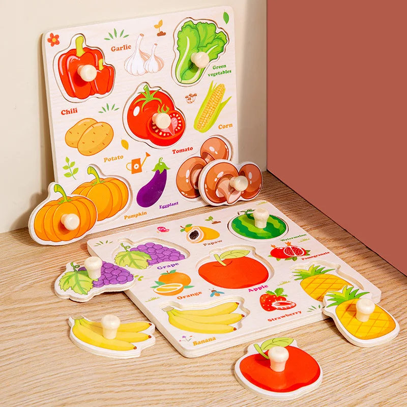 Montessori Baby Toys Wooden 3d Puzzle Cartoon Animal Intelligence Jigsaw Puzzle Early