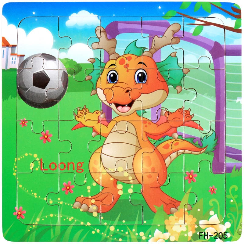 New 20 Piece Wooden 3d Puzzle Cartoon Animal Vehicle Jigsaw Puzzle Montessori Educational Toys