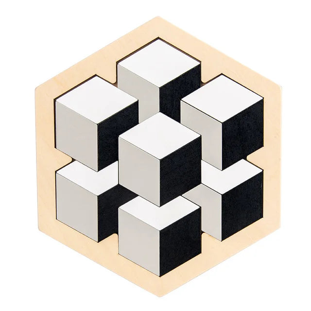 Montessori Wooden Toys 3D Jigsaw Puzzle Tangram Math Toys Baby Hand Grasp Board Shape