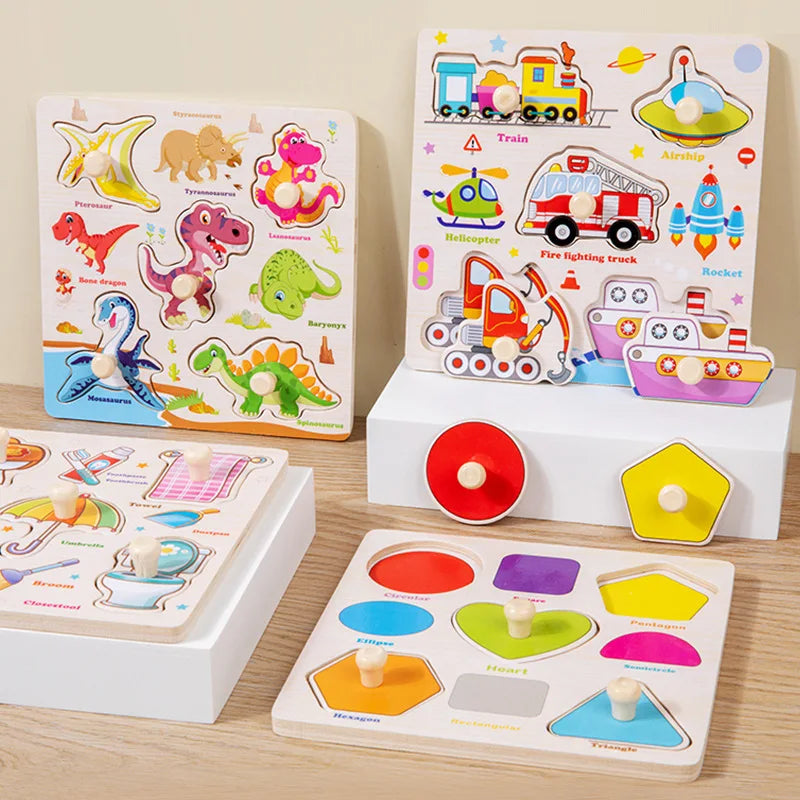 Montessori Baby Toys Wooden 3d Puzzle Cartoon Animal Intelligence Jigsaw Puzzle Early