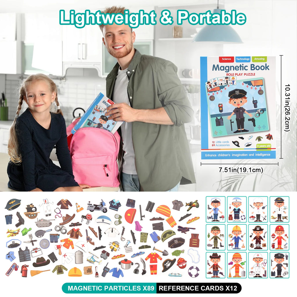 Funny Children's Intelligent Magnetic Book 3D Cartoon Puzzles Jigsaw Brain Training Game Educational