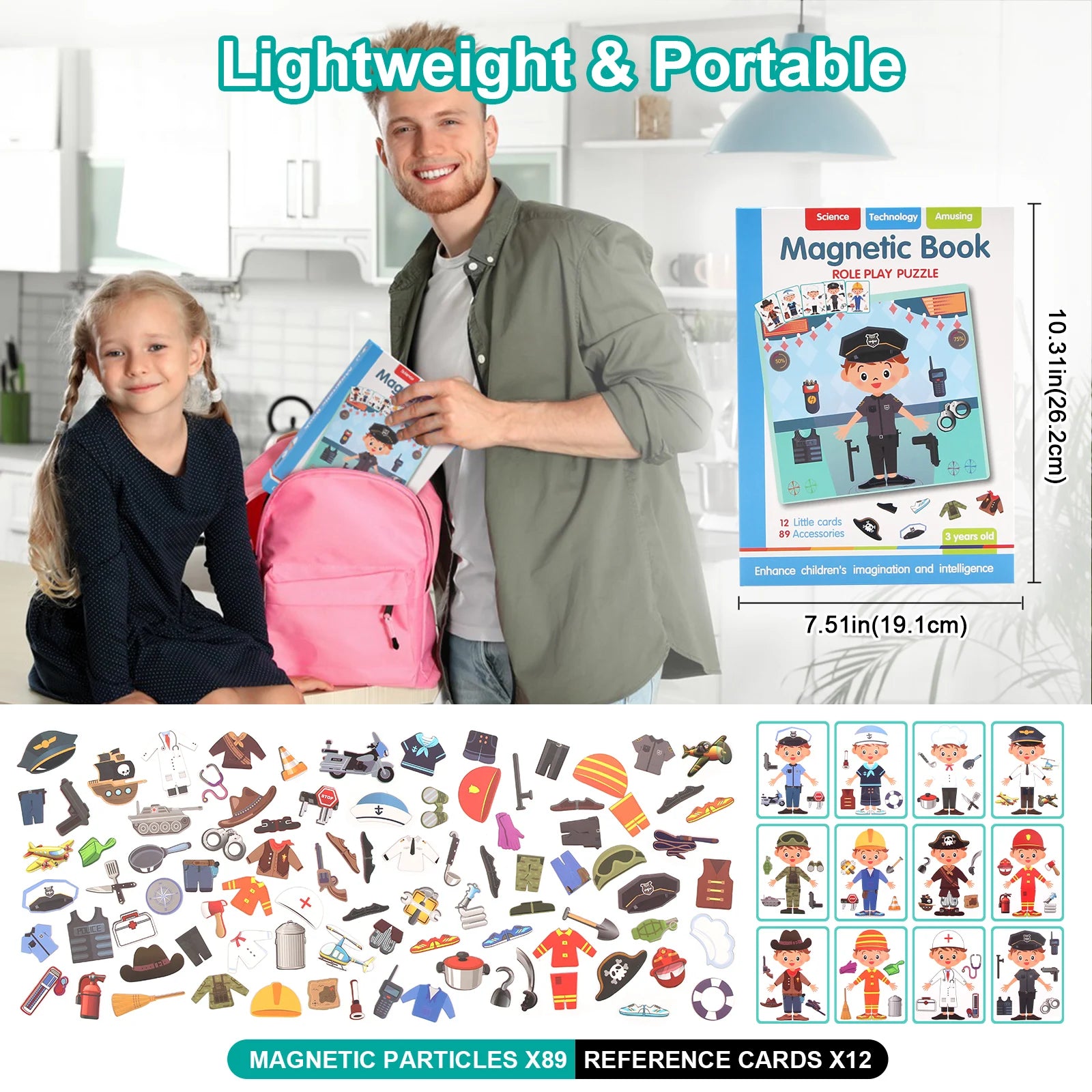 Funny Children's Intelligent Magnetic Book 3D Cartoon Puzzles Jigsaw Brain Training Game Educational