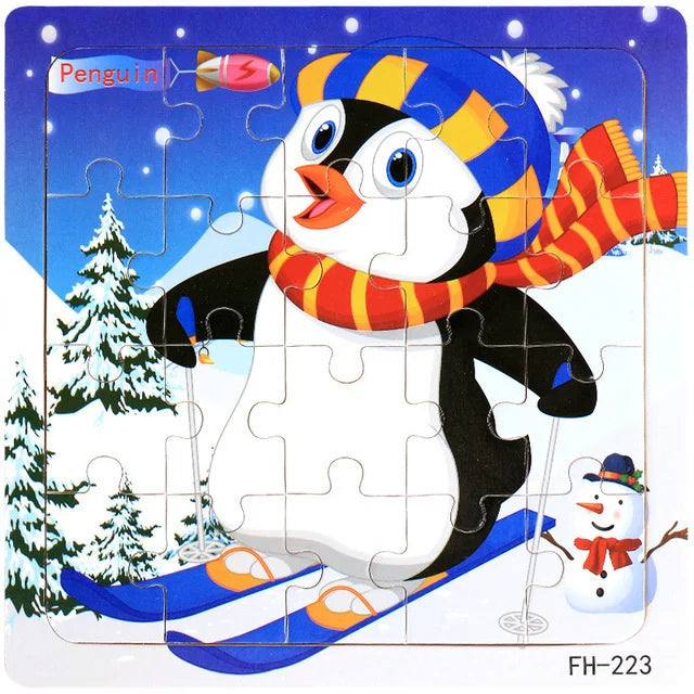 New 20 Piece Wooden 3d Puzzle Cartoon Animal Vehicle Jigsaw Puzzle Montessori Educational Toys