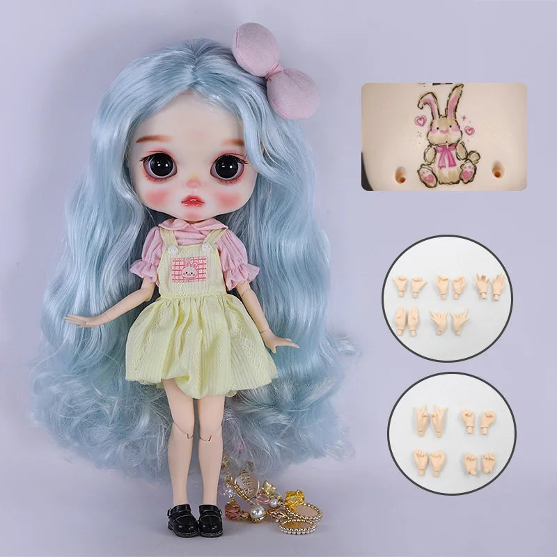 Ooak Cute Buns Baby ICY DBS Blyth Doll Carved Lips Matte Face 1/6 BJD Azone S Anime Girl