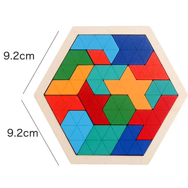 Montessori Wooden Toys 3D Jigsaw Puzzle Tangram Math Toys Baby Hand Grasp Board Shape